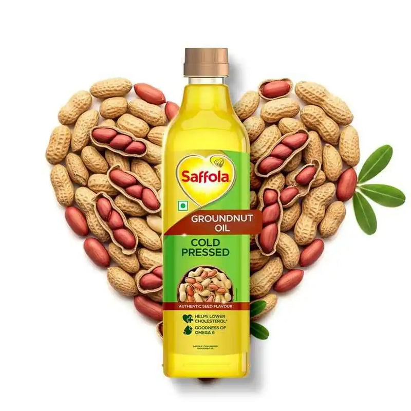 Saffola Cold Pressed Groundnut Oil Unrefined, Zero Trans Fat, Chemical Free