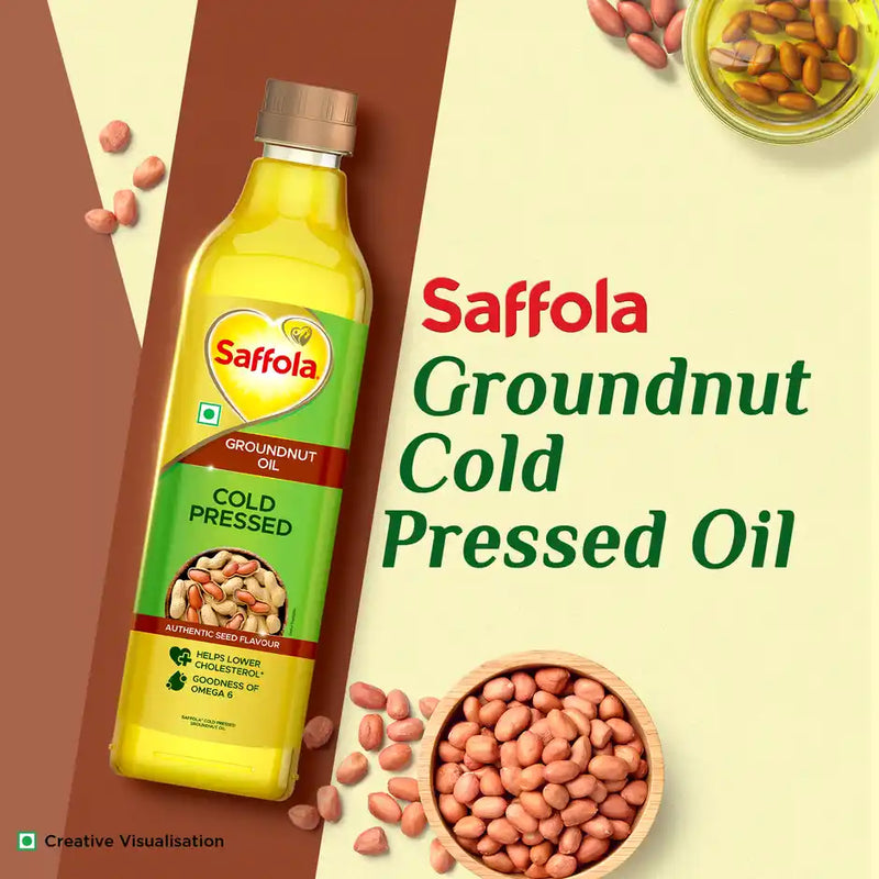 Saffola Cold Pressed Groundnut Oil Unrefined, Zero Trans Fat, Chemical Free