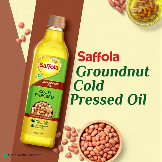 Saffola Cold Pressed Groundnut Oil Unrefined, Zero Trans Fat, Chemical Free