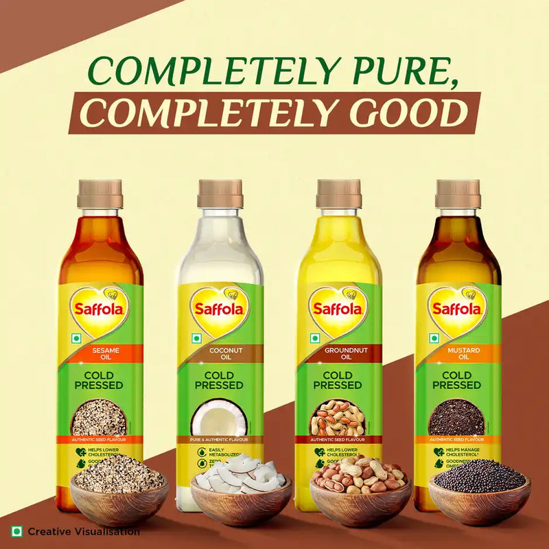 Saffola Cold Pressed Groundnut Oil Unrefined, Zero Trans Fat, Chemical Free