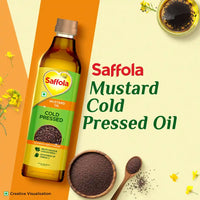 Saffola Cold Pressed Kachi ghani Mustard Oil, 0 trans fat, Unrefined, Chemical free