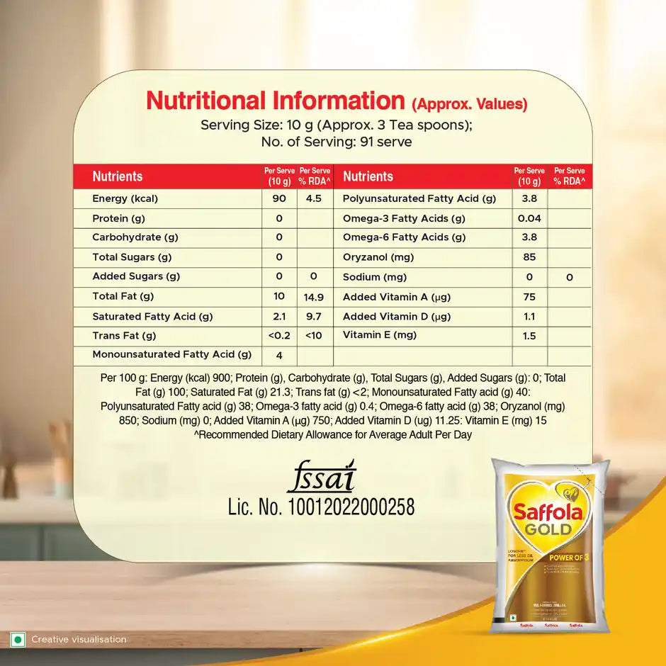 Saffola Gold  Rice Bran & Sunflower Multi-source Edible Oil