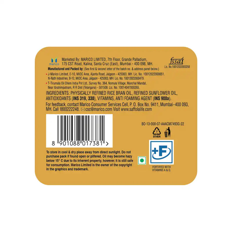 Saffola Gold  Rice Bran & Sunflower Multi-source Edible Oil