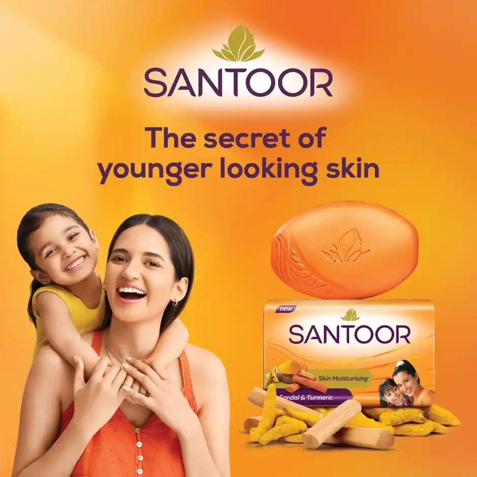 Santoor Skin Moisturizing Sandal and Turmeric Bathing Soap