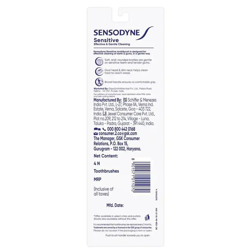 Sensodyne Sensitive Toothbrush Soft Bristles Brush Pack of 4