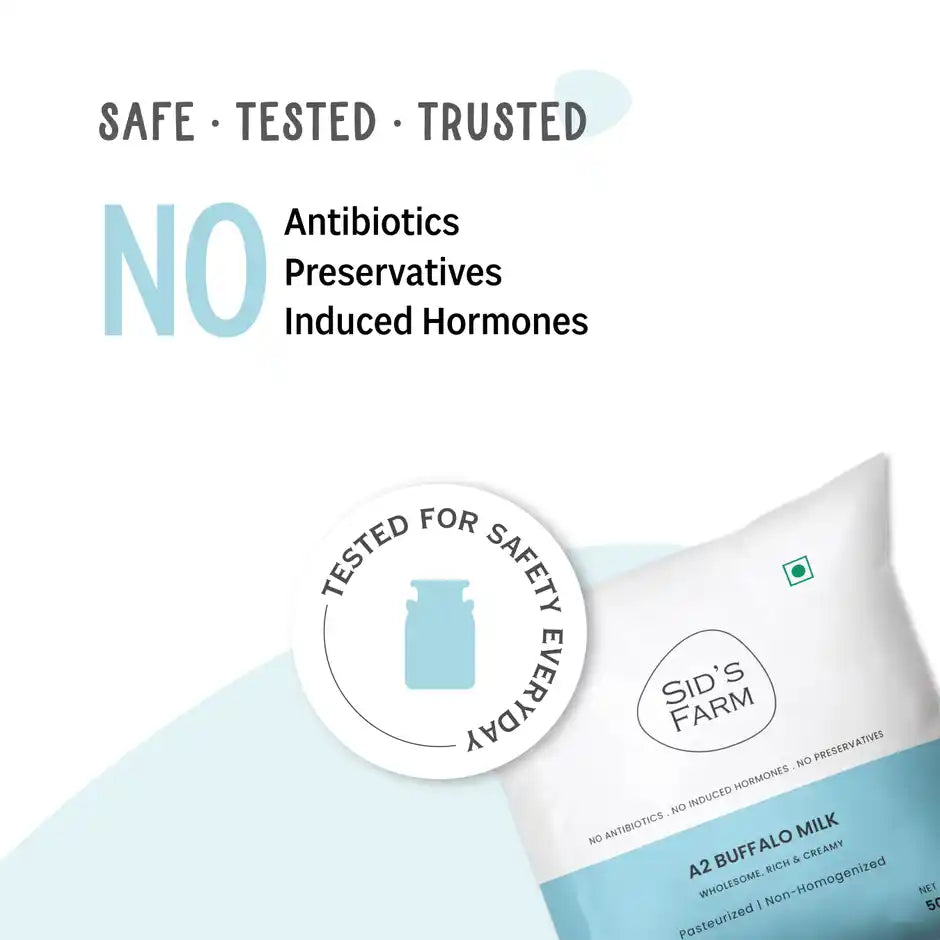 Sid's Farm Tested A2 Buffalo Milk (No Antibiotics . No Hormones . No Preservatives)