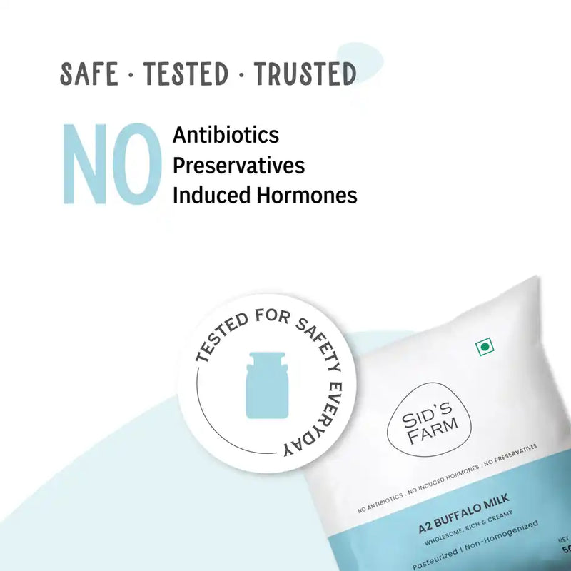 Sid's Farm Tested A2 Buffalo Milk (No Antibiotics . No Hormones . No Preservatives)