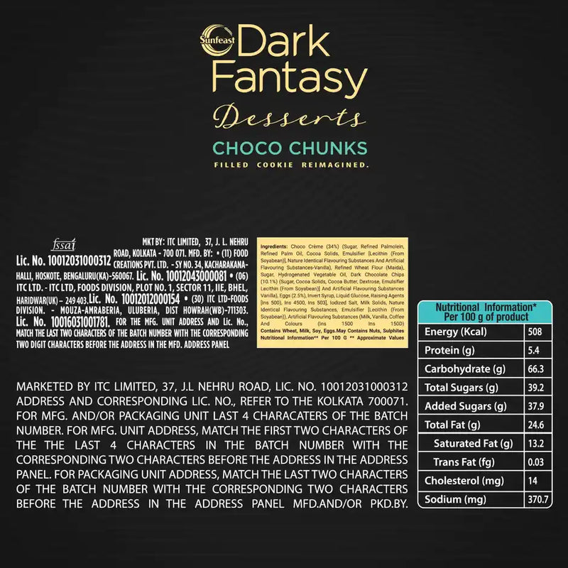 Sunfeast Dark Fantasy Desserts Choco Chunks Filled Cookie Reimagined