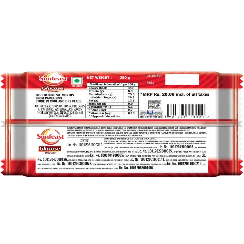 Sunfeast Glucose Biscuit Pack 250g
