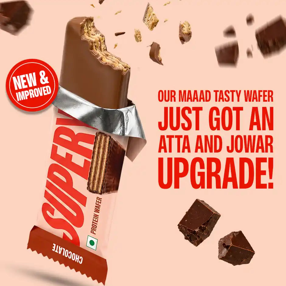 SuperYou 10g Protein Wafer Bar - Chocolate (Made with Atta & Jowar. No Added Sugar. No Trans Fat.)