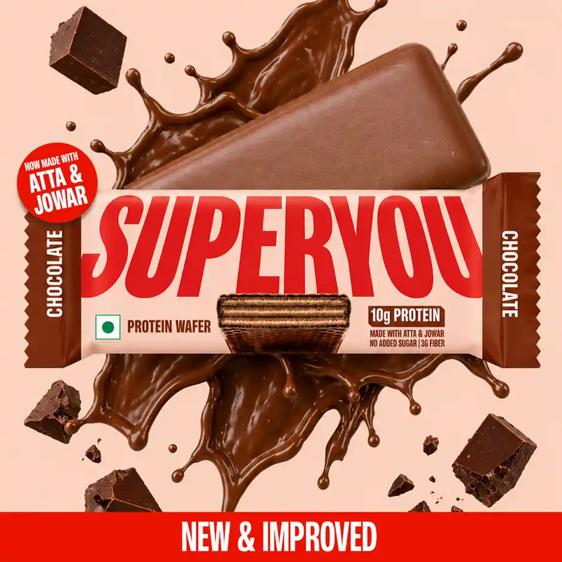 SuperYou 10g Protein Wafer Bar - Chocolate (Made with Atta & Jowar. No Added Sugar. No Trans Fat.)