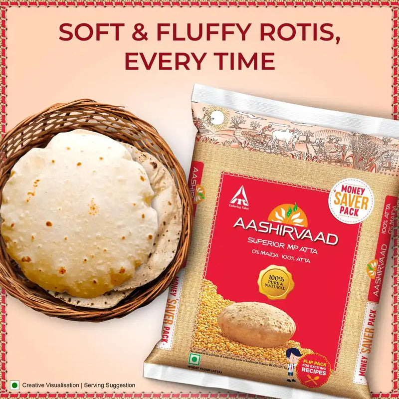 Superior MP Wheat Atta, 0% Maida | Aashirvaad
