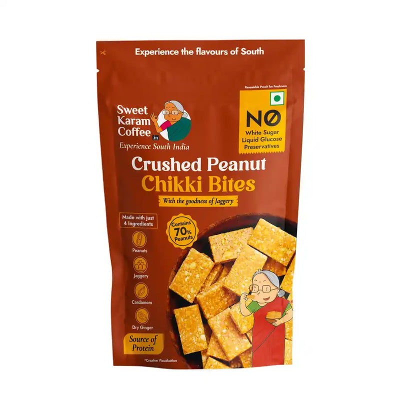 Sweet Karam Coffee Crushed Peanut Chikki Bites