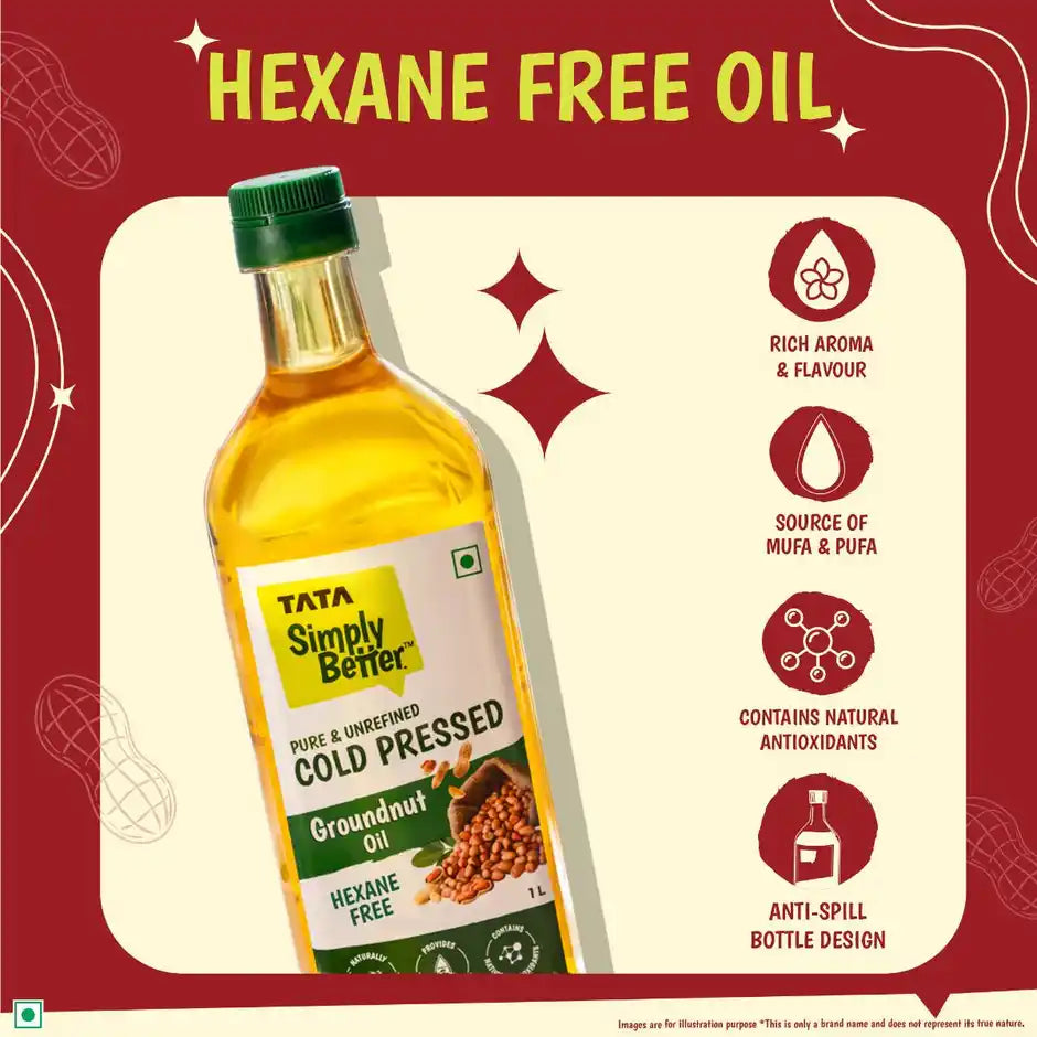 Tata Simply Better Groundnut (Peanut) Cold Pressed Oil | Pure & Unrefined Healthy Cooking Oil