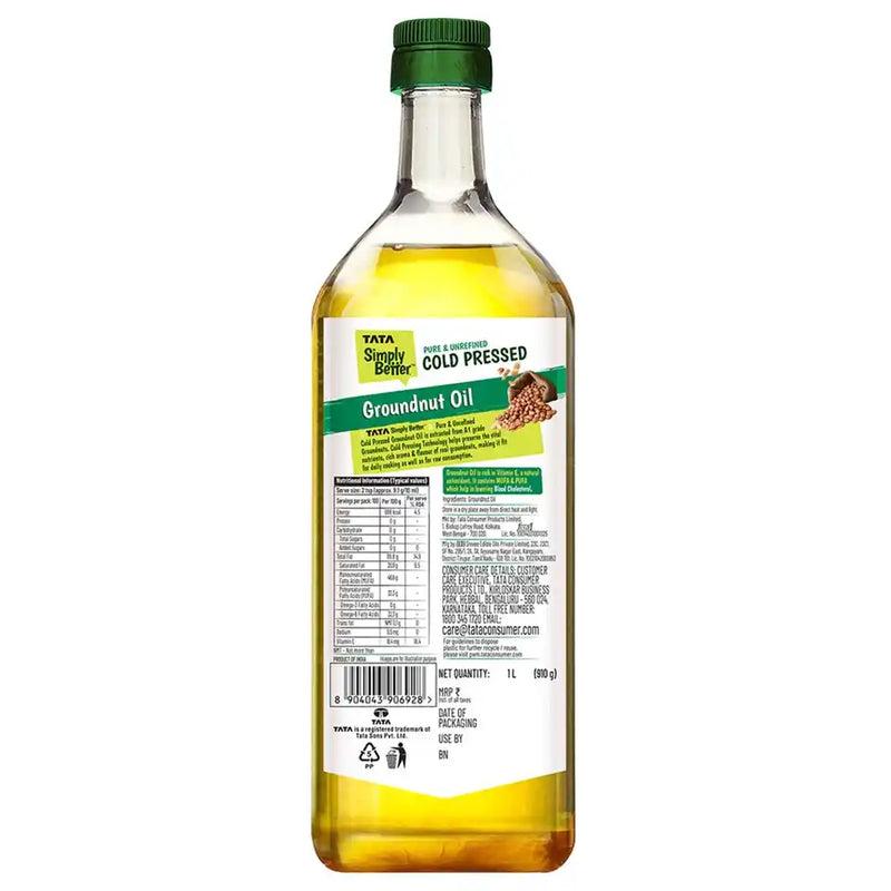 Tata Simply Better Groundnut (Peanut) Cold Pressed Oil | Pure & Unrefined Healthy Cooking Oil