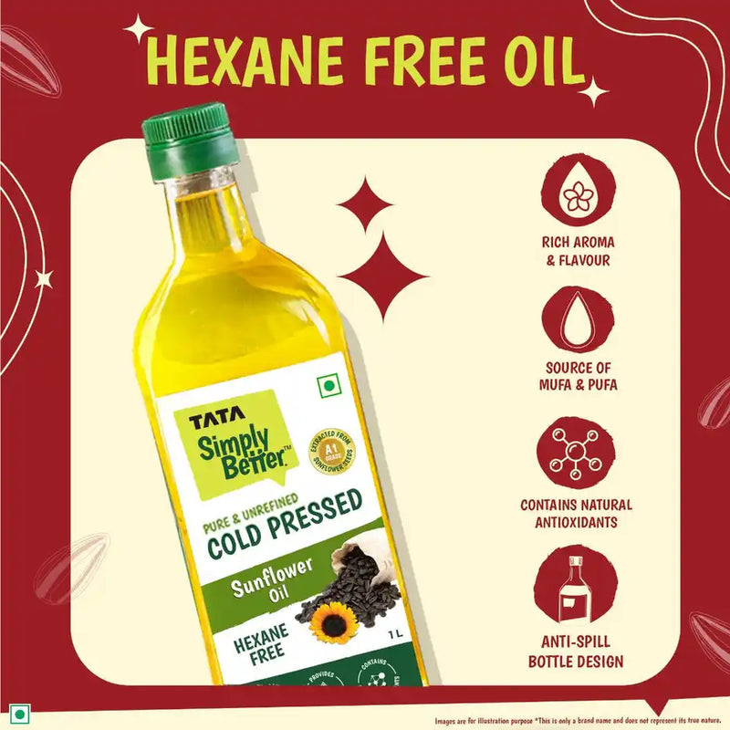 Tata Simply Better Sunflower Cold Pressed Oil Healthy Cooking Oil