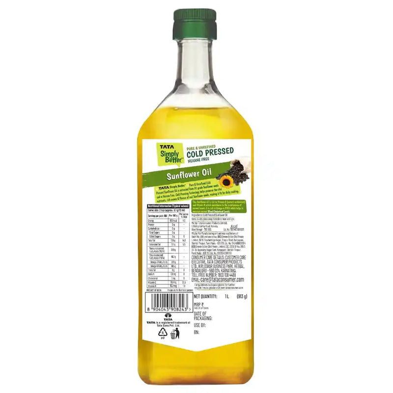 Tata Simply Better Sunflower Cold Pressed Oil Healthy Cooking Oil