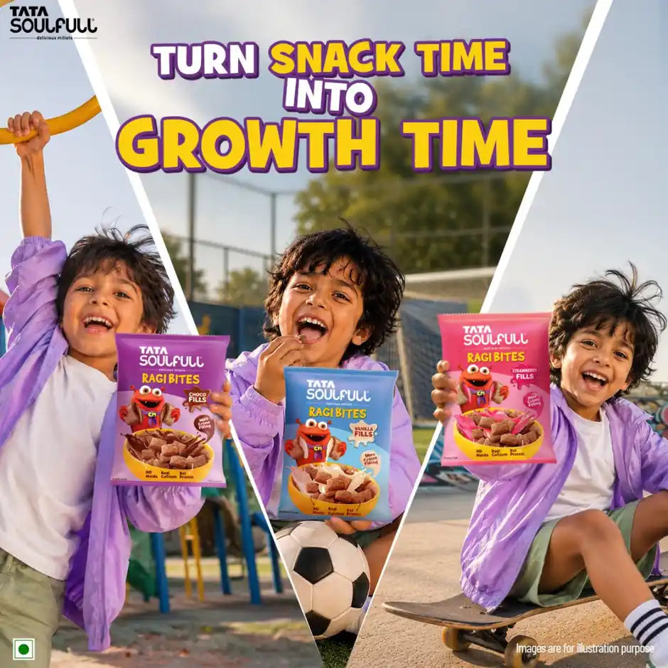 Tata Soulfull Ragi Bites Fills Combo - Chocos, Starwberry & Vanilla Pack of 5