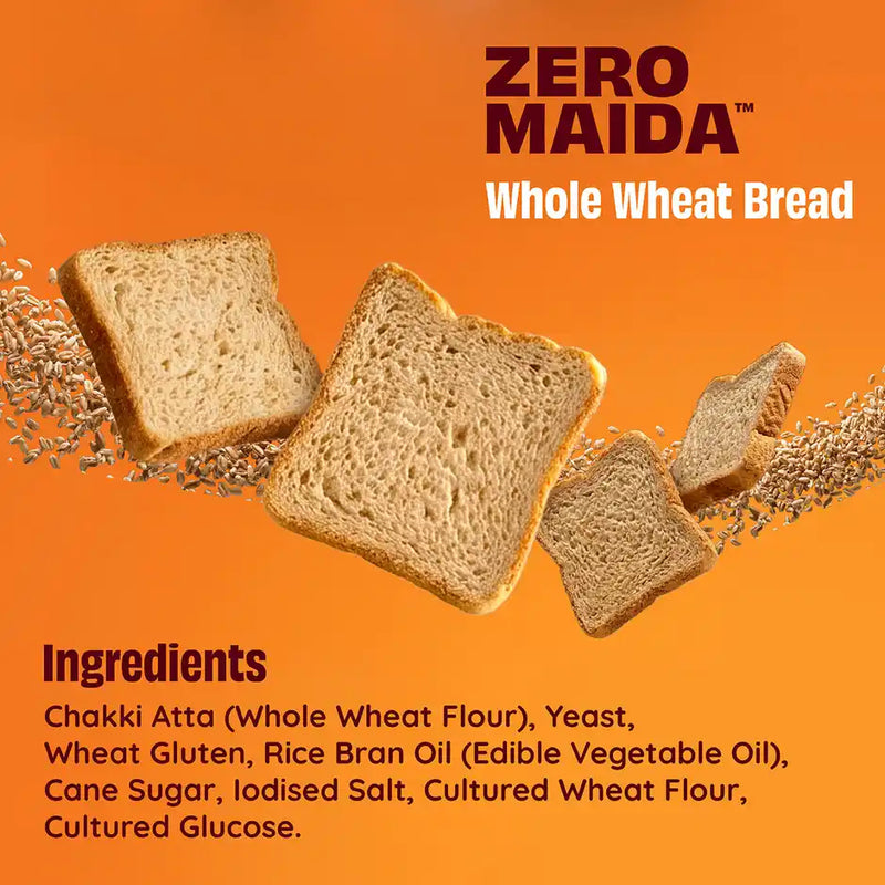The Health Factory Whole Wheat Bread | Zero Maida | Source of Protein & Fibre