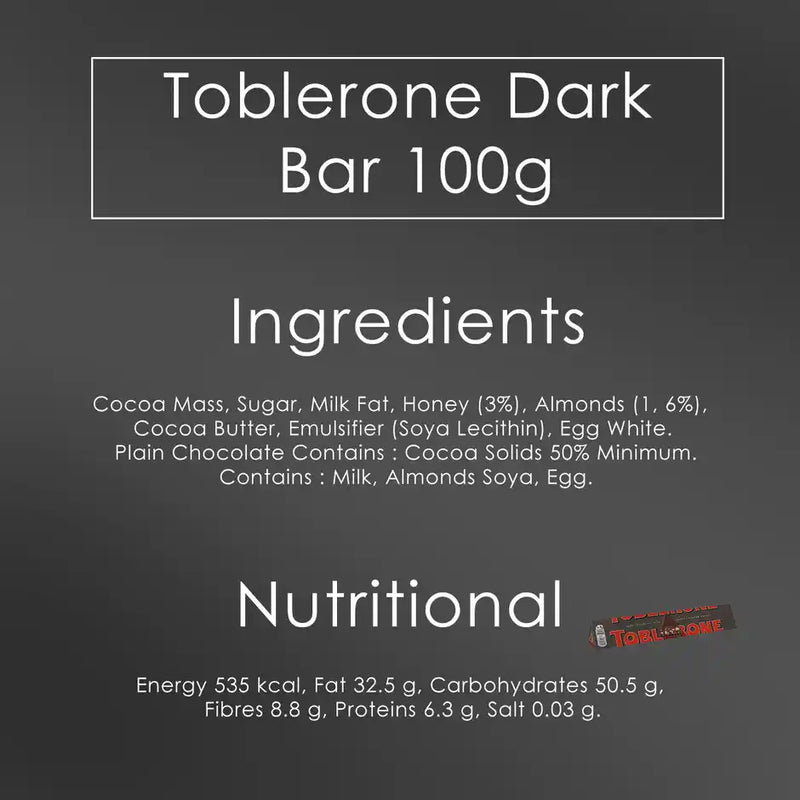 Toblerone Swiss Dark Chocolate With Honey & Almond Nougat