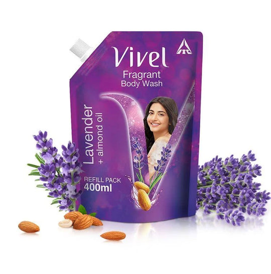 Vivel Body Wash Lavender & Almond Oil Shower Creme Liquid Refill Pouch