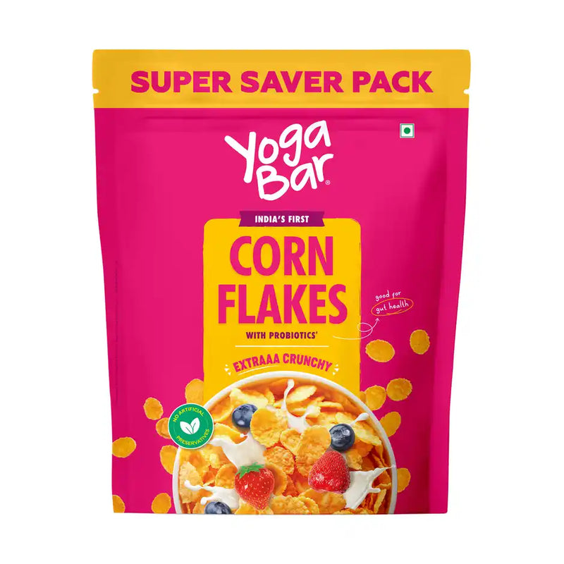 Yoga Bar Cornflakes Original Crunchy Breakfast cereals with Probiotics, High Fibre Pouch
