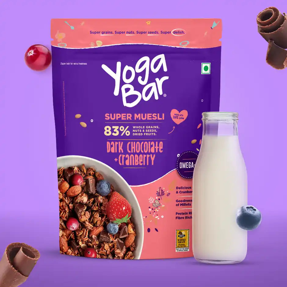Yoga Bar Muesli Dark Chocolate + Cranberry, Omega - 3, Nuts & Seeds, Fibre Rich