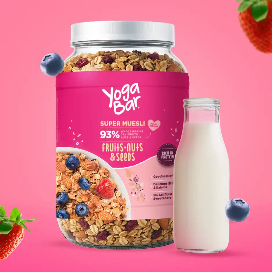 Yoga Bar Muesli Fruits, Nuts & Seeds, Protein Rich, Millets, Strawberry & Raisins