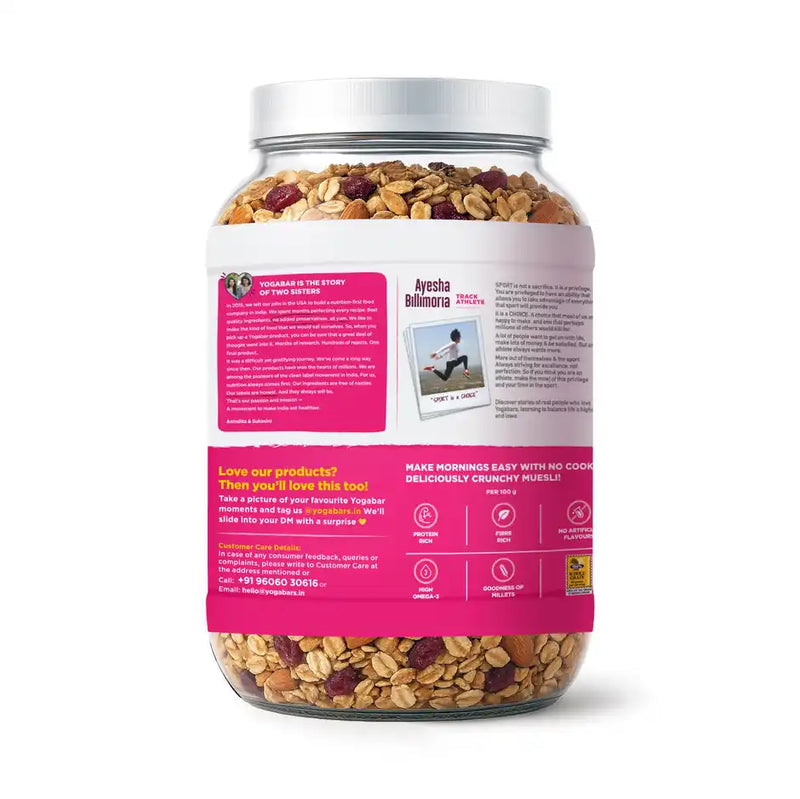 Yoga Bar Muesli Fruits, Nuts & Seeds, Protein Rich, Millets, Strawberry & Raisins