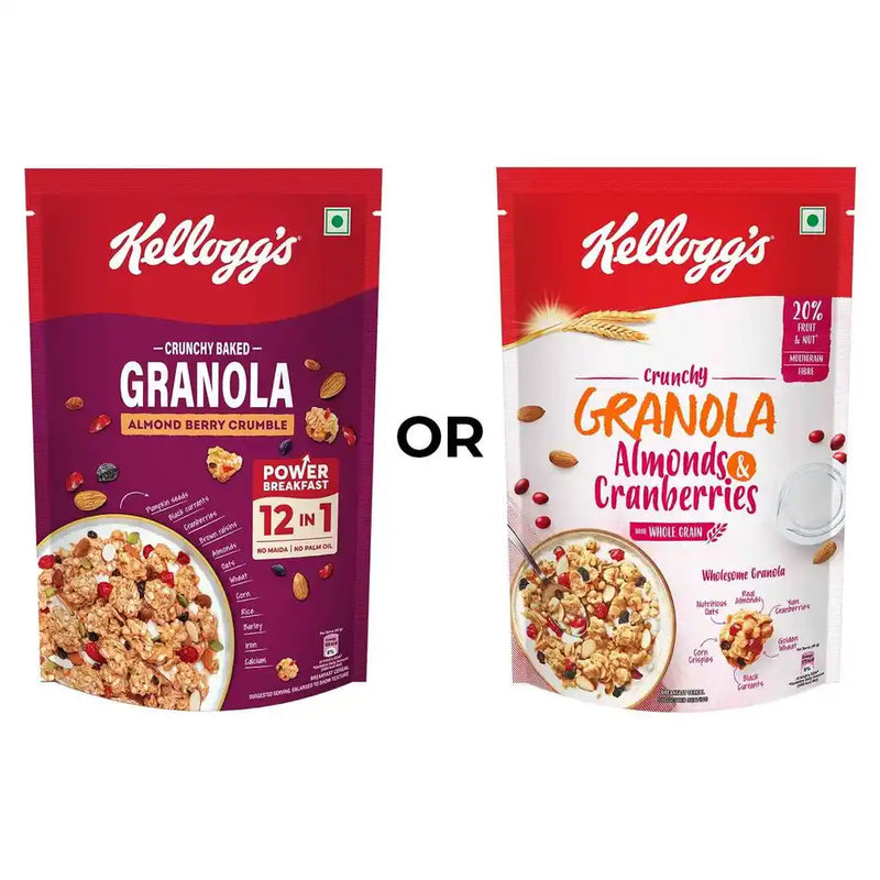 Kellogg's Crunchy Granola Almond Berry Crumble 12-In-1 Power Breakfast No Maida No Palm Oil