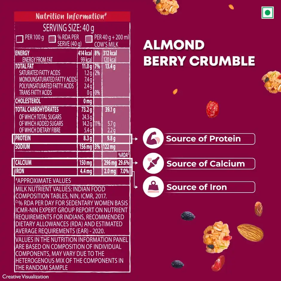 Kellogg's Crunchy Granola Almond Berry Crumble 12-In-1 Power Breakfast No Maida No Palm Oil