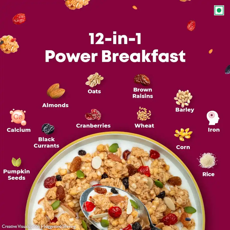 Kellogg's Crunchy Granola Almond Berry Crumble 12-In-1 Power Breakfast No Maida No Palm Oil