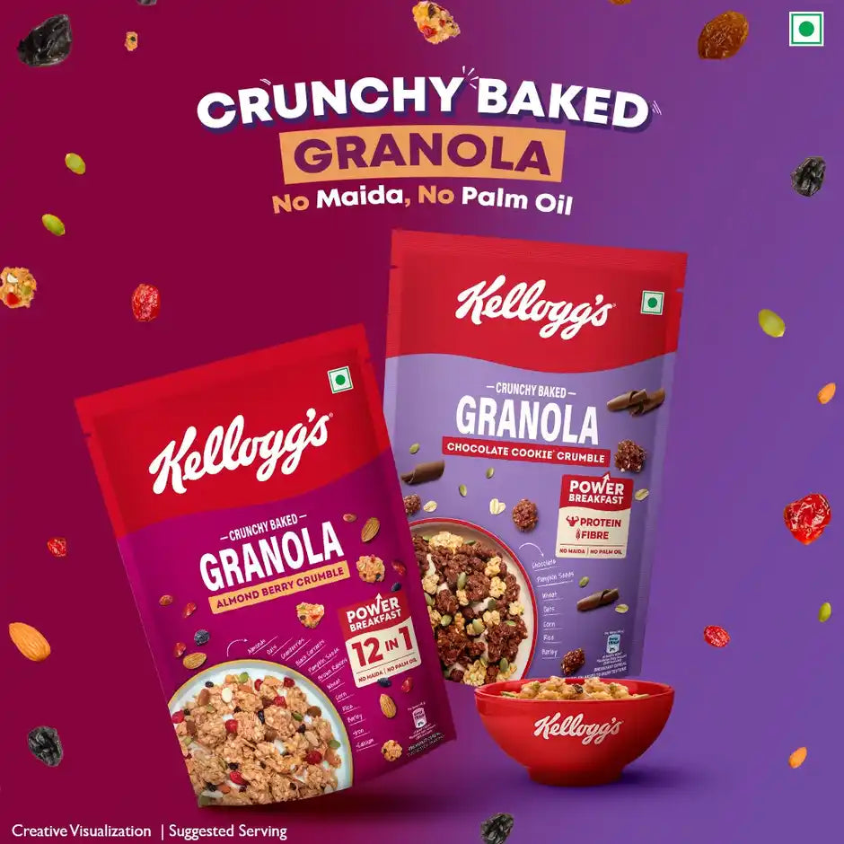 Kellogg's Crunchy Granola Almond Berry Crumble 12-In-1 Power Breakfast No Maida No Palm Oil