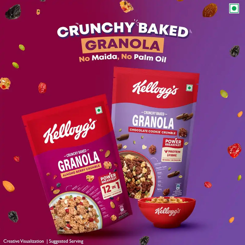 Kellogg's Crunchy Granola Almond Berry Crumble 12-In-1 Power Breakfast No Maida No Palm Oil