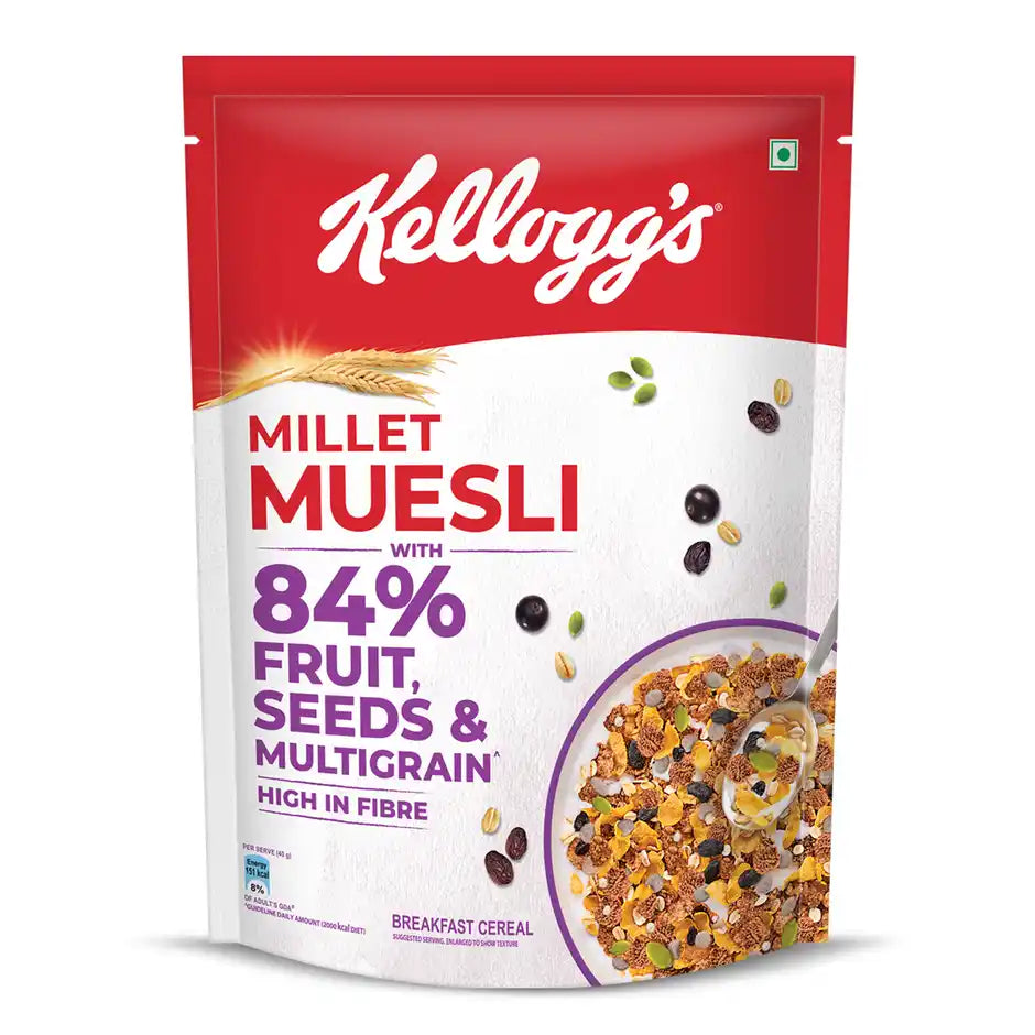 Kellogg's Millet Muesli with 84% Fruit, Seed & Multigrain High in Fibre