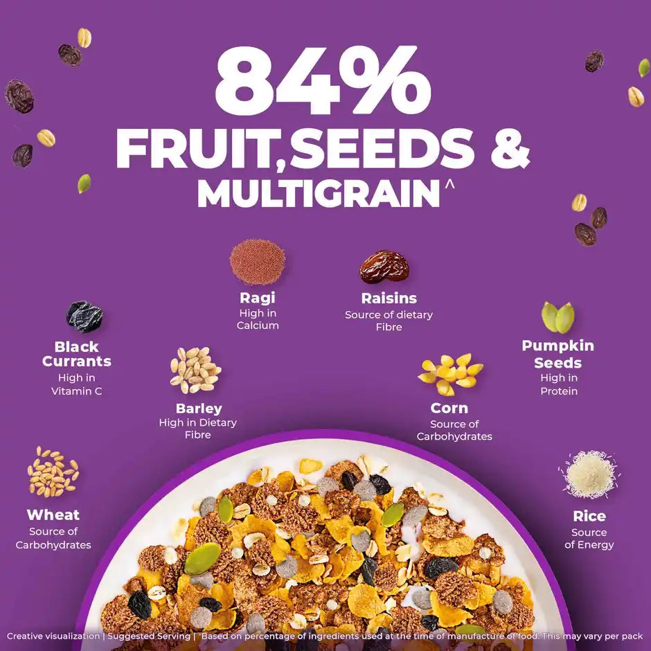 Kellogg's Millet Muesli with 84% Fruit, Seed & Multigrain High in Fibre