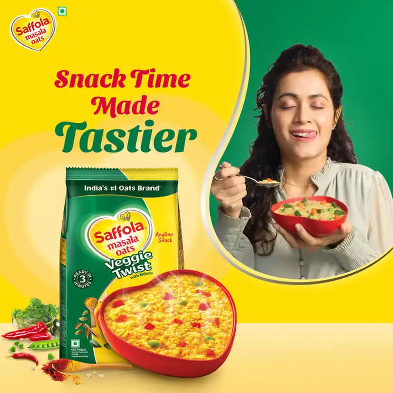 Saffola Masala Oats Veggie Twist Just 3 Mins No Added Preservatives Tasty