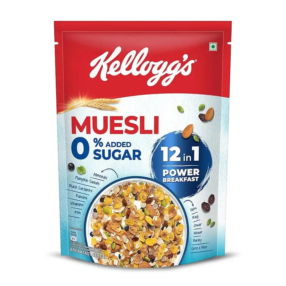 Kellogg's Muesli 0% Added Sugar 12 in 1 Power Breakfast High Protein No Maida No Palm Oil