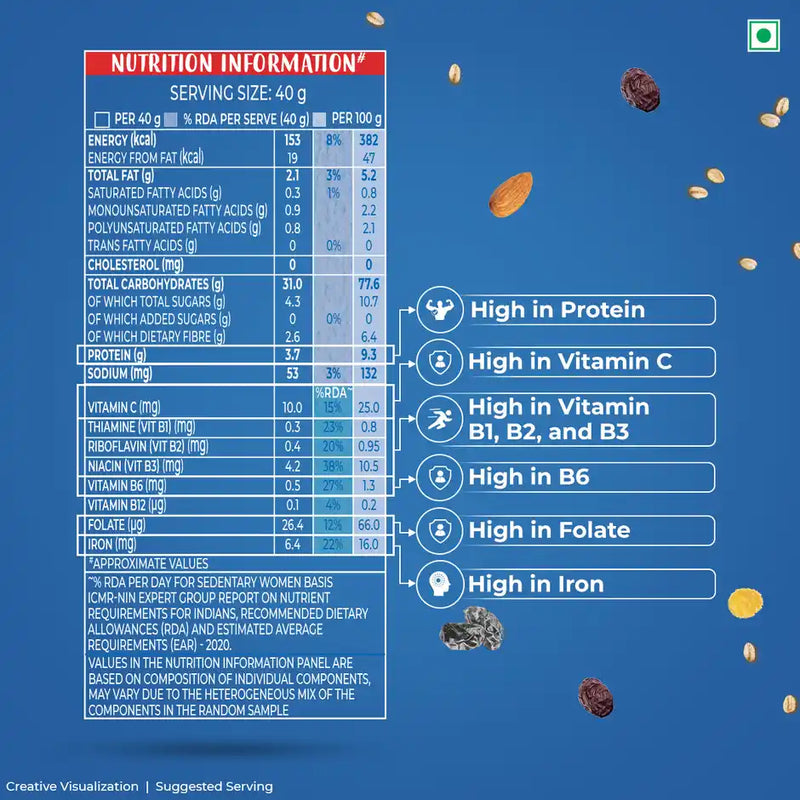 Kellogg's Muesli 0% Added Sugar 12 in 1 Power Breakfast High Protein No Maida No Palm Oil