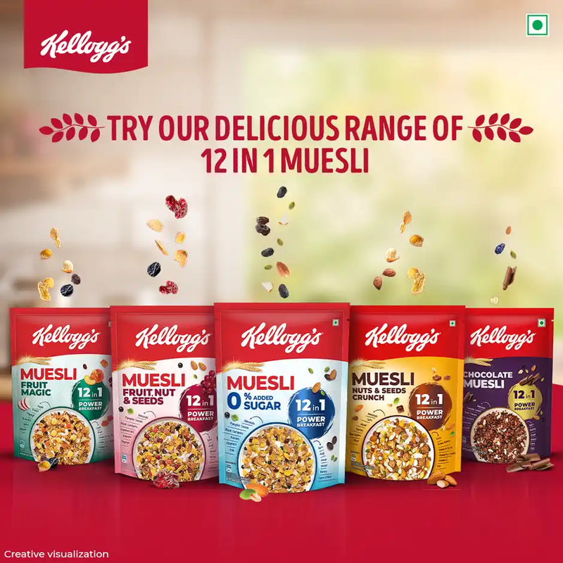Kellogg's Muesli 0% Added Sugar 12 in 1 Power Breakfast High Protein No Maida No Palm Oil