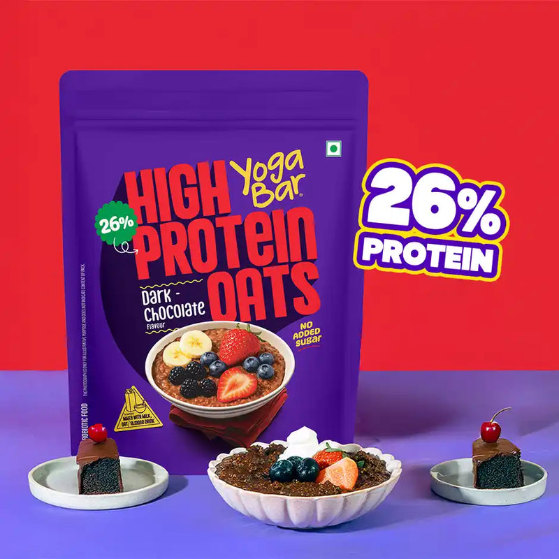 Yoga Bar 26% High Protein Oats, Dark Chocolate, No Added Sugar, High Fibre, Added Probiotics