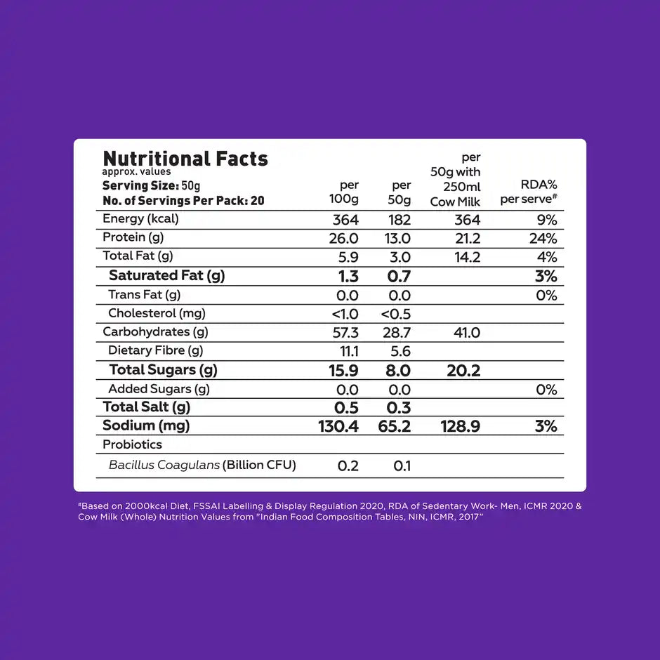 Yoga Bar 26% High Protein Oats, Dark Chocolate, No Added Sugar, High Fibre, Added Probiotics