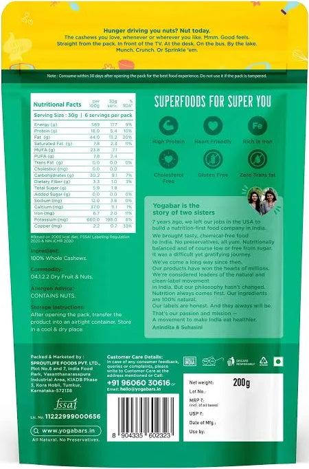 Yoga Bar Premium Cashews King Size Crunchy Kaju