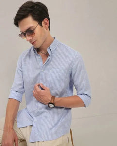 British Club  Men's Striped Regular Fit Shirt