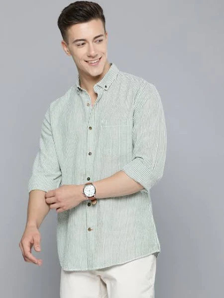 Mast & Harbour Men's Standard Opaque Striped Casual Shirt