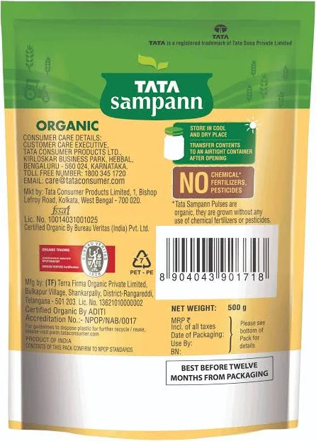 Tata Sampann Organic Unpolished Toor Dal (Arhar Dal)