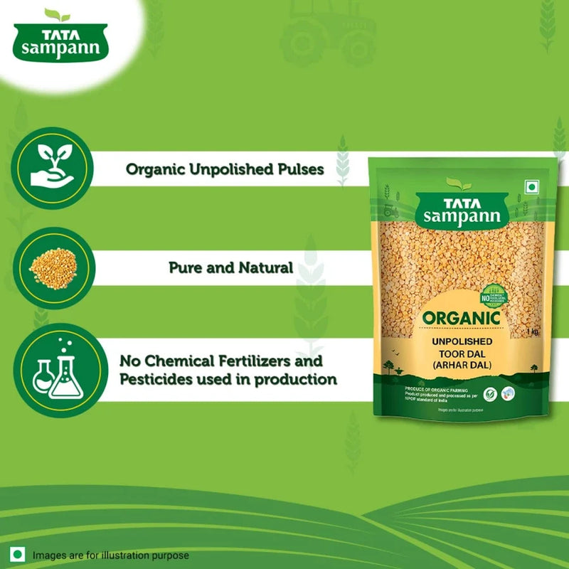 Tata Sampann Organic Unpolished Toor Dal (Arhar Dal)