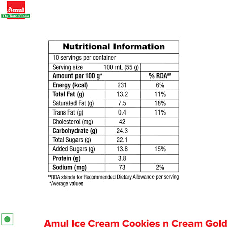 Amul Gold Cookies Ice Cream Tub
